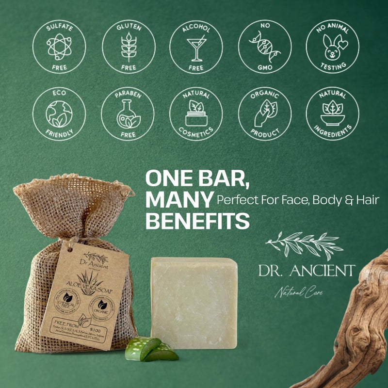 Dr.Ancient Aloe Vera Soap Bar, Organic Soap Bars Handcrafted the Traditional Way, Natural Chemical-Free, Vegan, Used for Face Wash, Body Wash, Hand Cleansing and Skin Care - Image 3